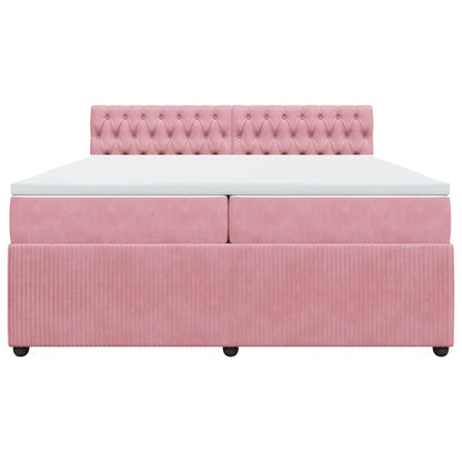 Boxspring met matras fluweel roze 200x200 cm