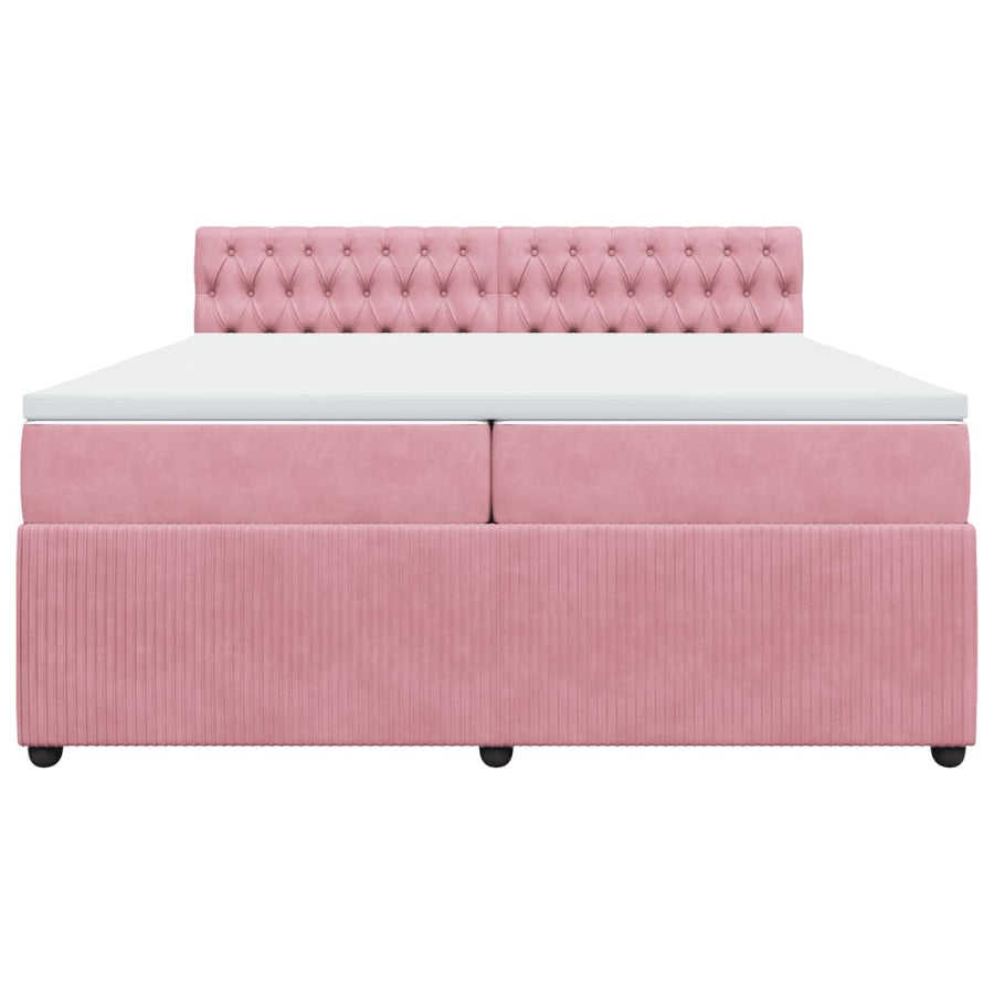 Boxspring met matras fluweel roze 200x200 cm