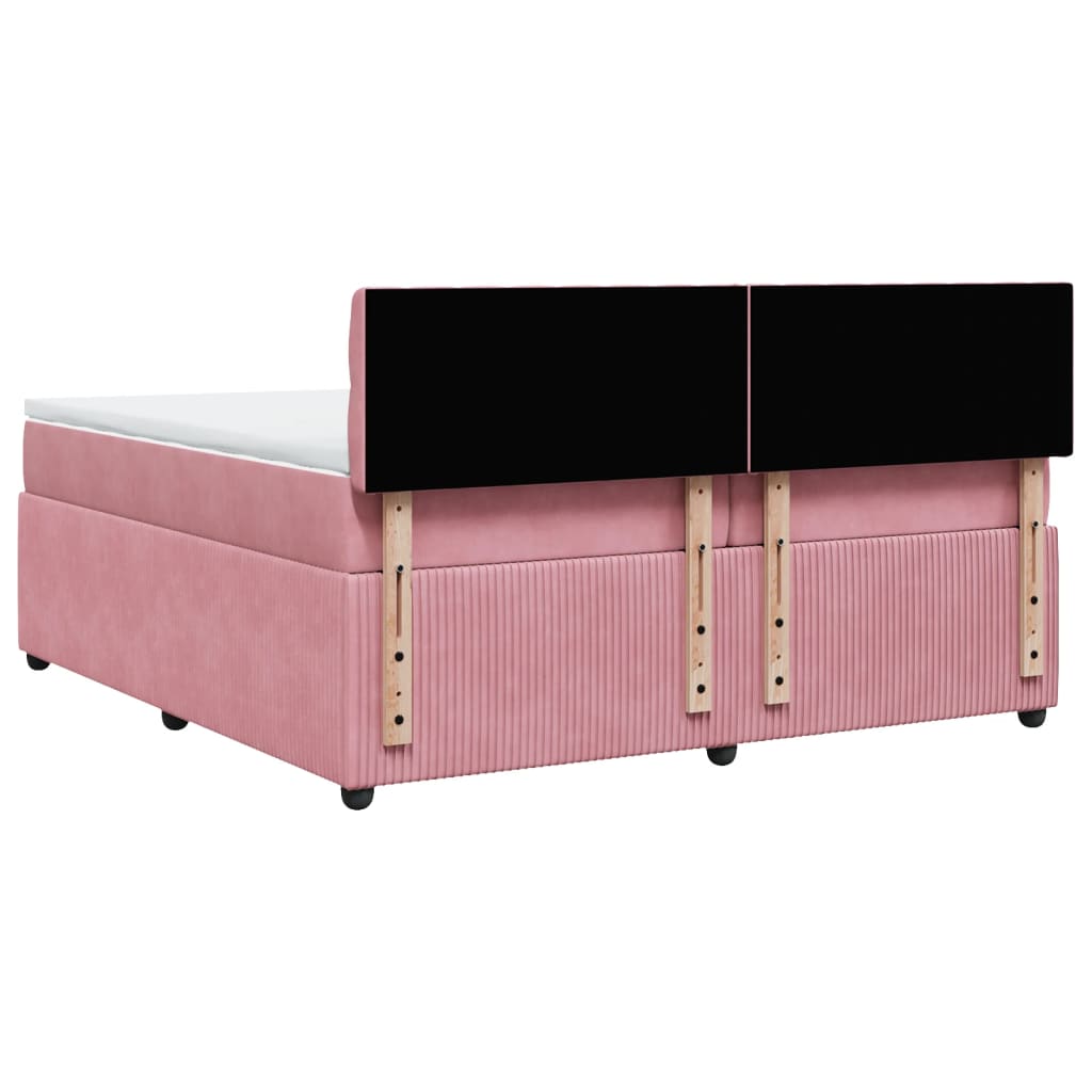 Boxspring met matras fluweel roze 200x200 cm