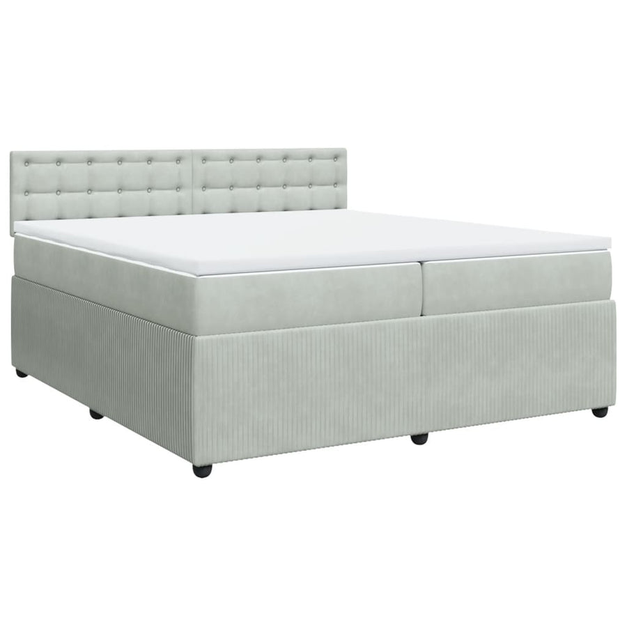 Boxspring met matras fluweel lichtgrijs 200x200 cm