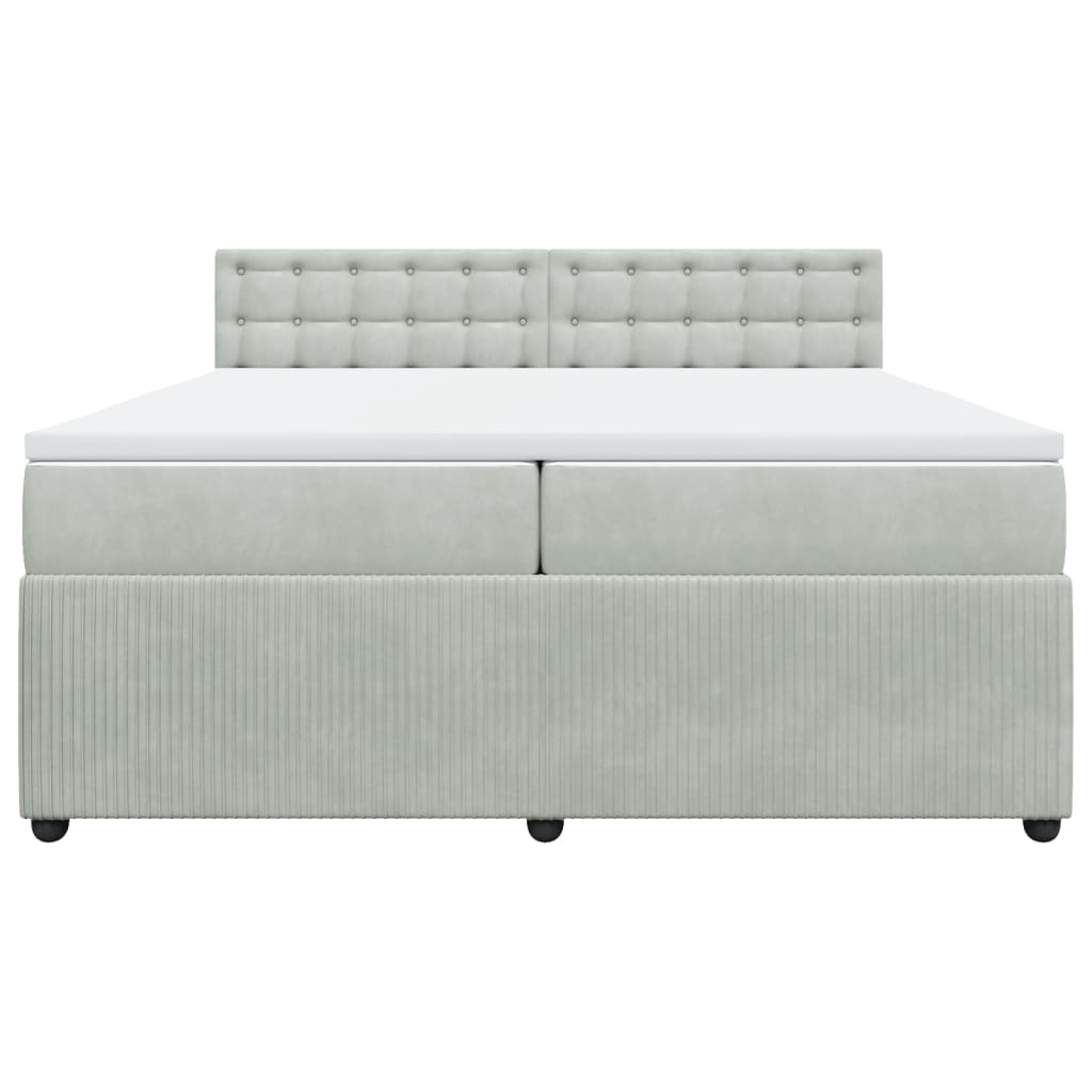 Boxspring met matras fluweel lichtgrijs 200x200 cm
