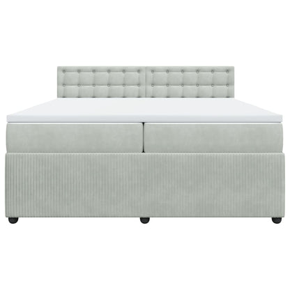 Boxspring met matras fluweel lichtgrijs 200x200 cm
