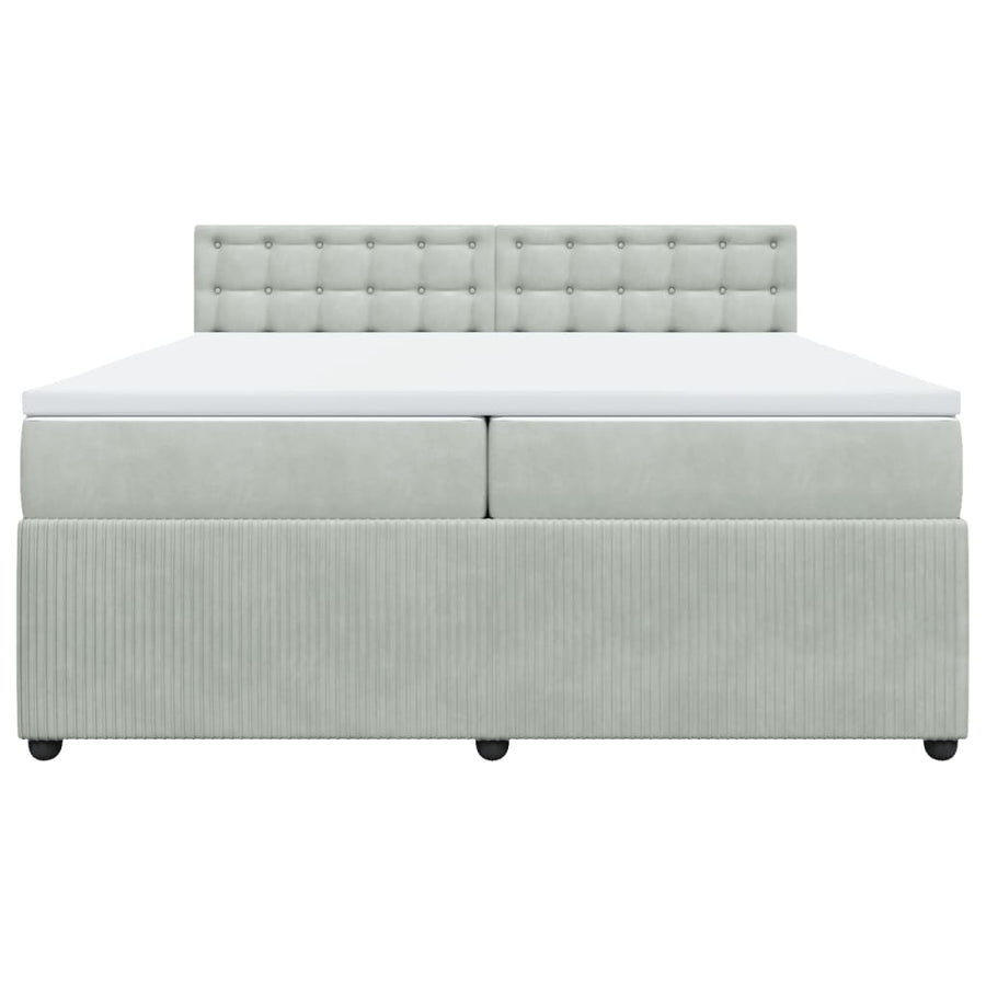 Boxspring met matras fluweel lichtgrijs 200x200 cm
