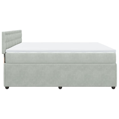 Boxspring met matras fluweel lichtgrijs 200x200 cm