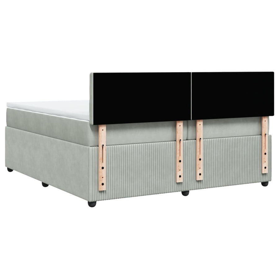 Boxspring met matras fluweel lichtgrijs 200x200 cm