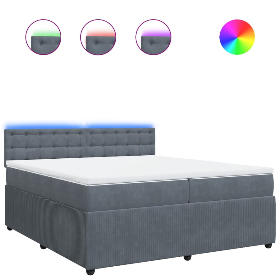 Boxspring met matras fluweel donkergrijs 200x200 cm