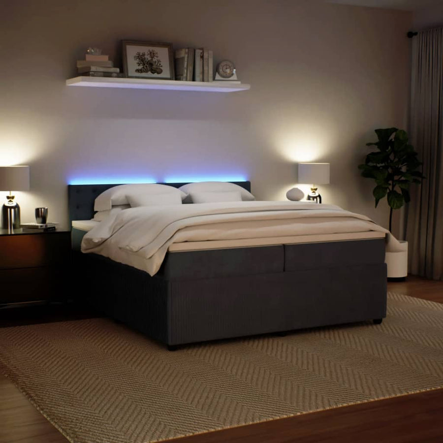 Boxspring met matras fluweel donkergrijs 200x200 cm
