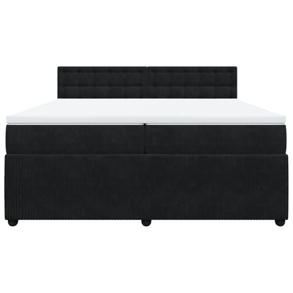 Boxspring met matras fluweel zwart 200x200 cm