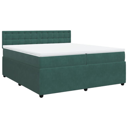 Boxspring met matras fluweel donkergroen 200x200 cm