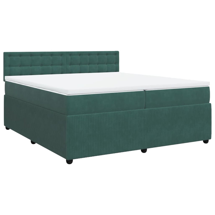 Boxspring met matras fluweel donkergroen 200x200 cm