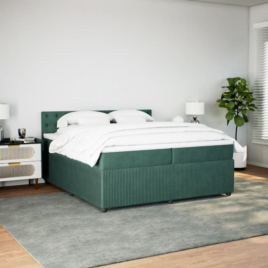 Boxspring met matras fluweel donkergroen 200x200 cm