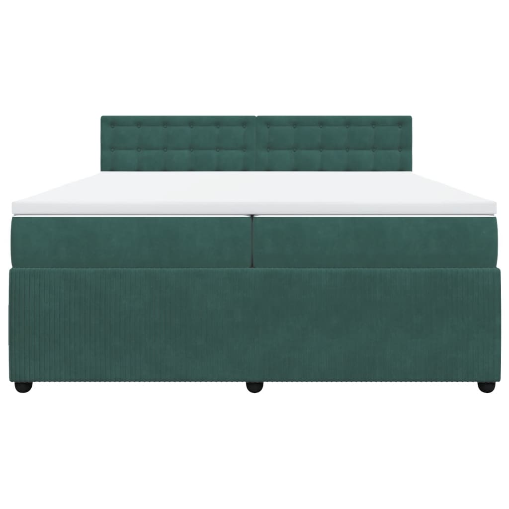 Boxspring met matras fluweel donkergroen 200x200 cm