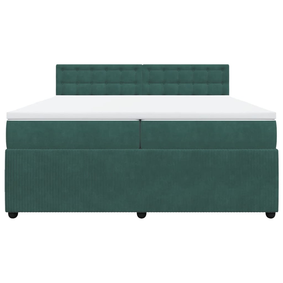 Boxspring met matras fluweel donkergroen 200x200 cm