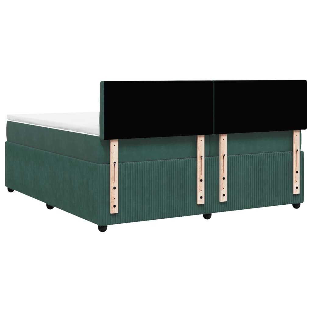 Boxspring met matras fluweel donkergroen 200x200 cm