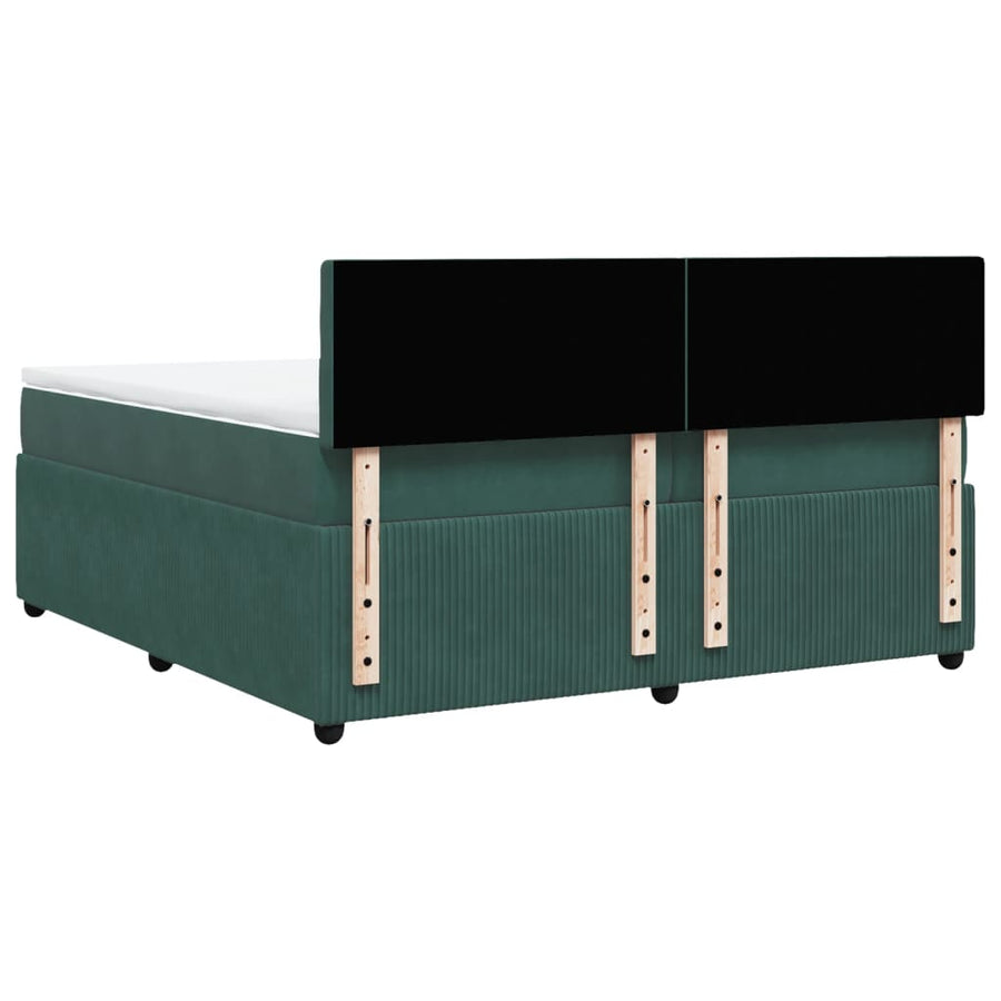 Boxspring met matras fluweel donkergroen 200x200 cm