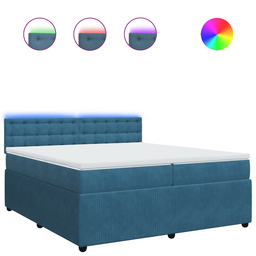 Boxspring met matras fluweel blauw 200x200 cm