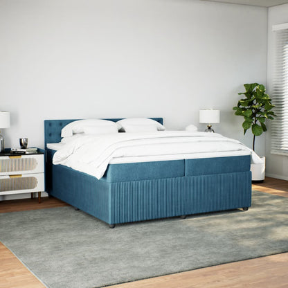 Boxspring met matras fluweel blauw 200x200 cm