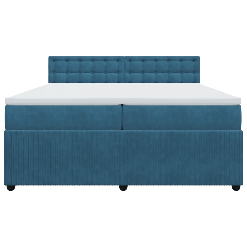 Boxspring met matras fluweel blauw 200x200 cm
