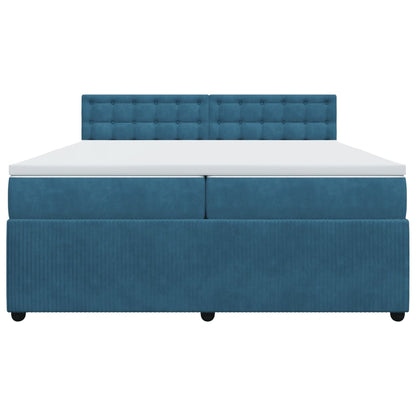 Boxspring met matras fluweel blauw 200x200 cm