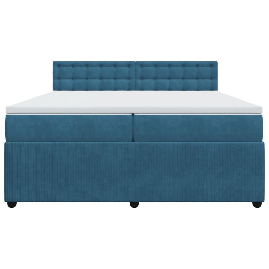Boxspring met matras fluweel blauw 200x200 cm