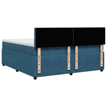 Boxspring met matras fluweel blauw 200x200 cm