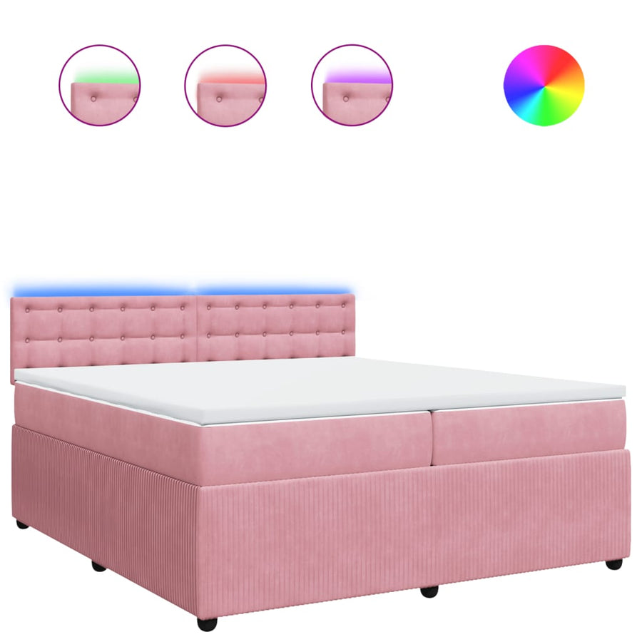 Boxspring met matras fluweel roze 200x200 cm