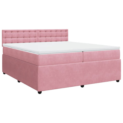 Boxspring met matras fluweel roze 200x200 cm