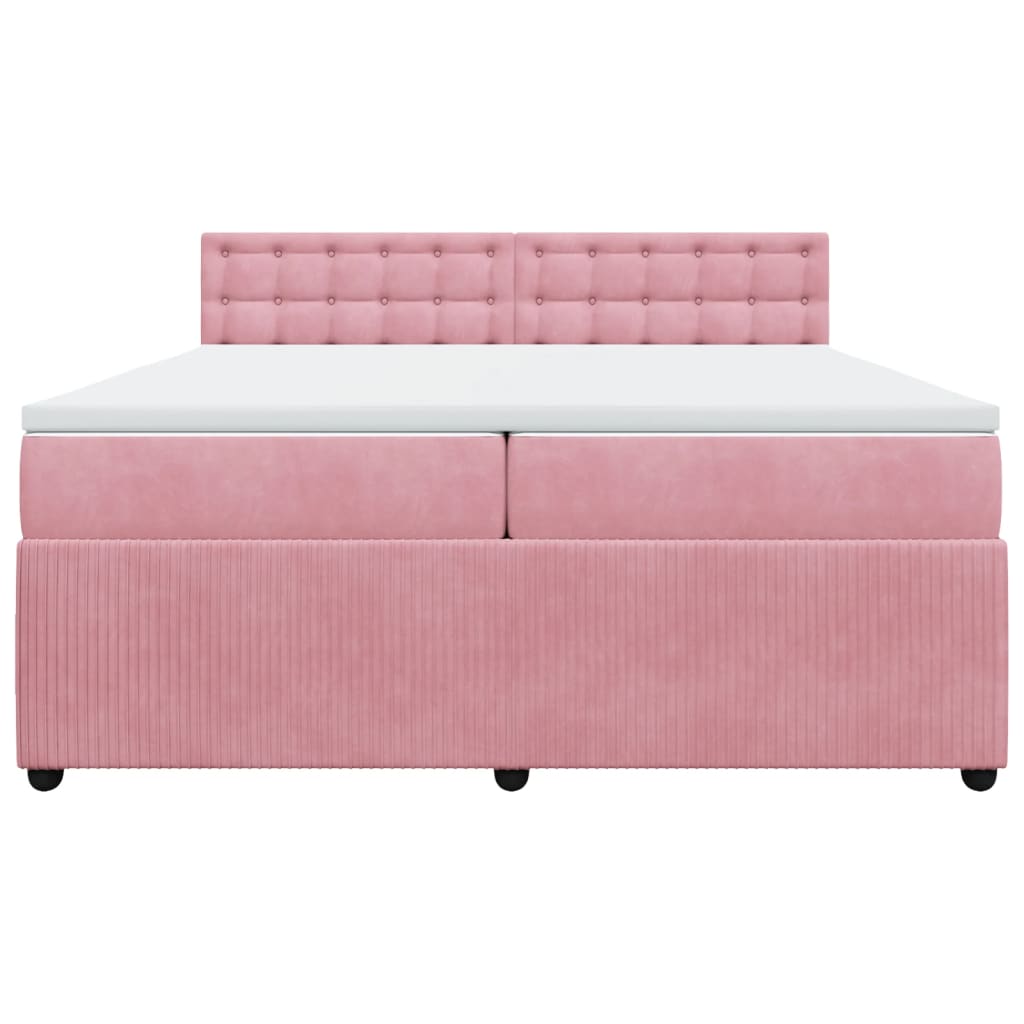 Boxspring met matras fluweel roze 200x200 cm