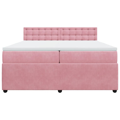 Boxspring met matras fluweel roze 200x200 cm