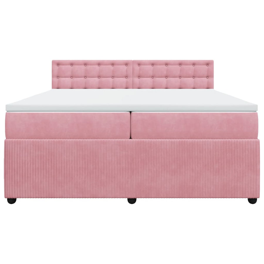 Boxspring met matras fluweel roze 200x200 cm