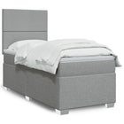 Box spring with mattress fabric light gray 80x200 cm