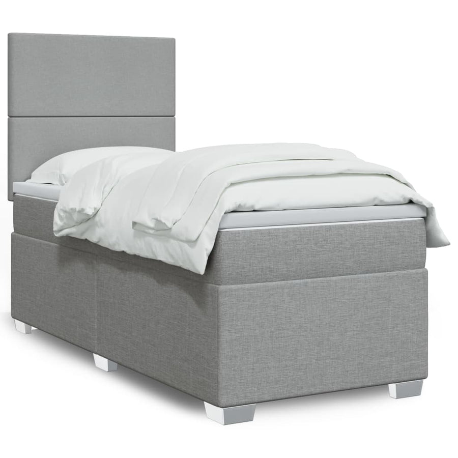 Boxspring met matras stof lichtgrijs 80x200 cm