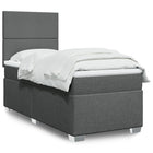 Box spring with dark grey fabric mattress 80x200 cm