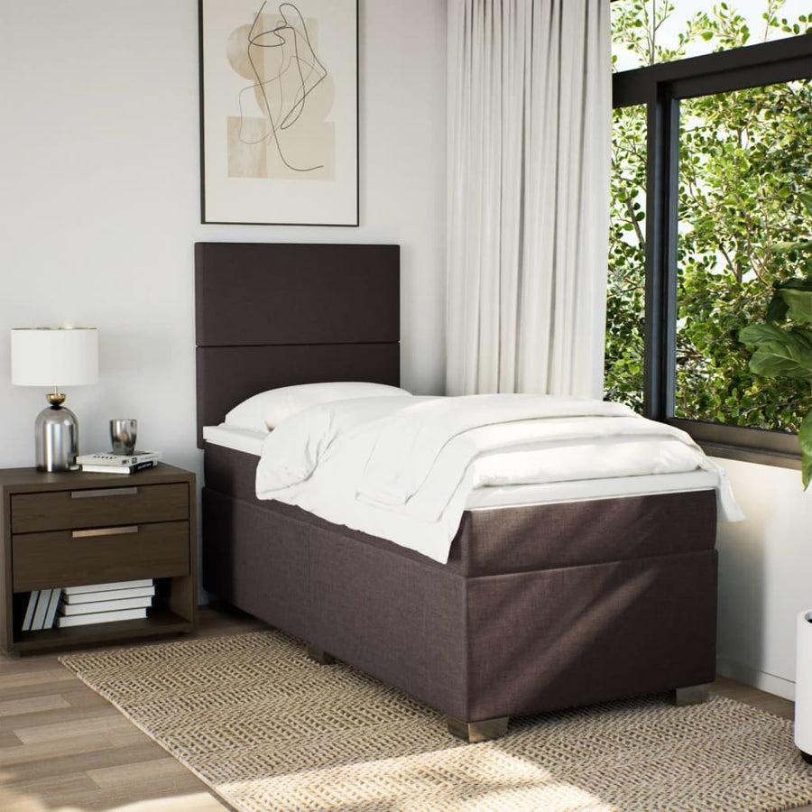 Boxspring met matras stof donkerbruin 80x200 cm