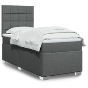 Box spring with dark grey fabric mattress 80x200 cm