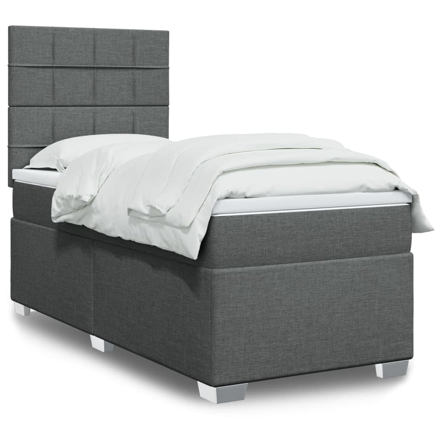 Boxspring met matras stof donkergrijs 80x200 cm