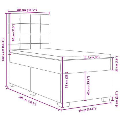 Boxspring met matras stof donkerbruin 80x200 cm