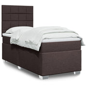 Box spring with dark brown fabric mattress 80x200 cm