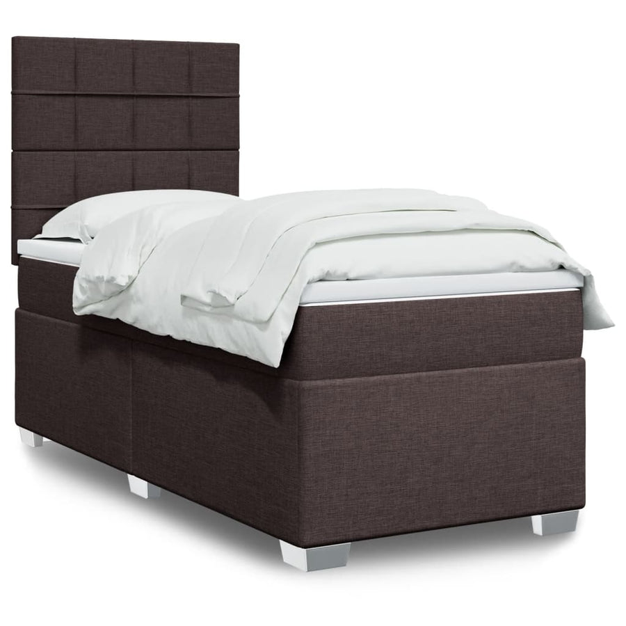 Boxspring met matras stof donkerbruin 80x200 cm