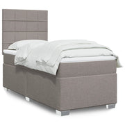 Box spring with fabric mattress taupe 80x200 cm