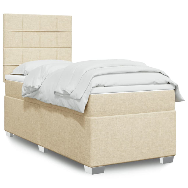 Boxspring met matras stof crèmekleurig 80x200 cm