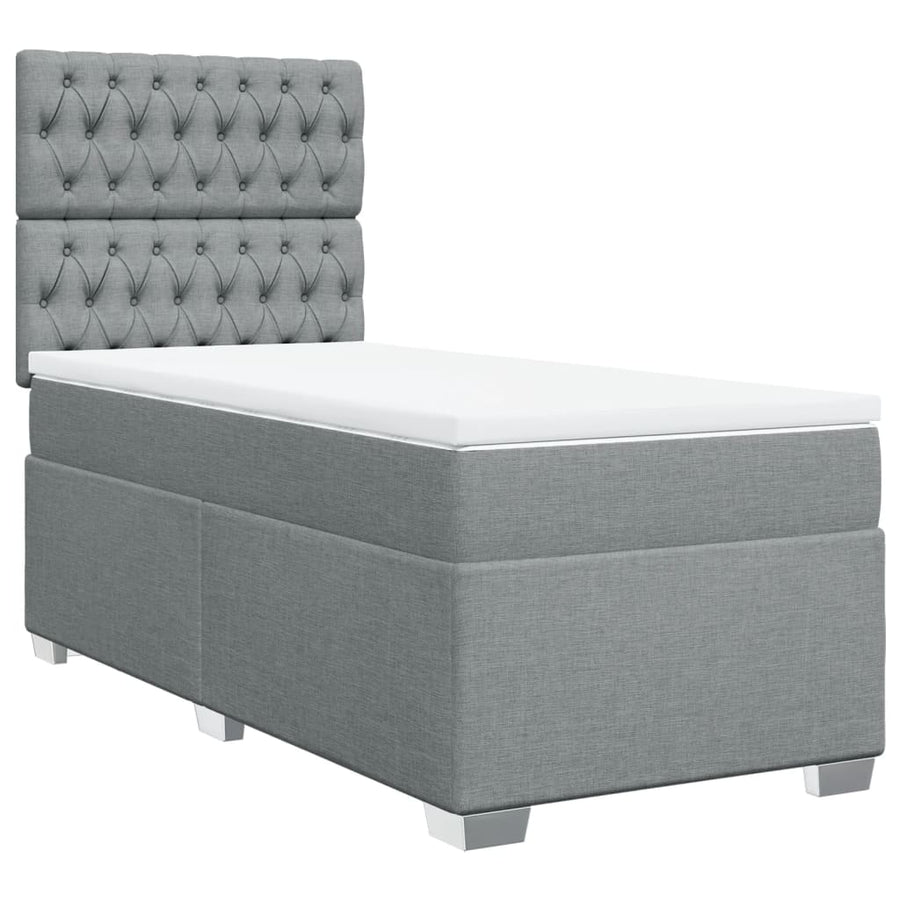 Boxspring met matras stof lichtgrijs 80x200 cm