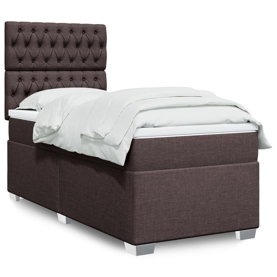 Boxspring met matras stof donkerbruin 80x200 cm