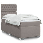 Box spring with fabric mattress taupe 80x200 cm