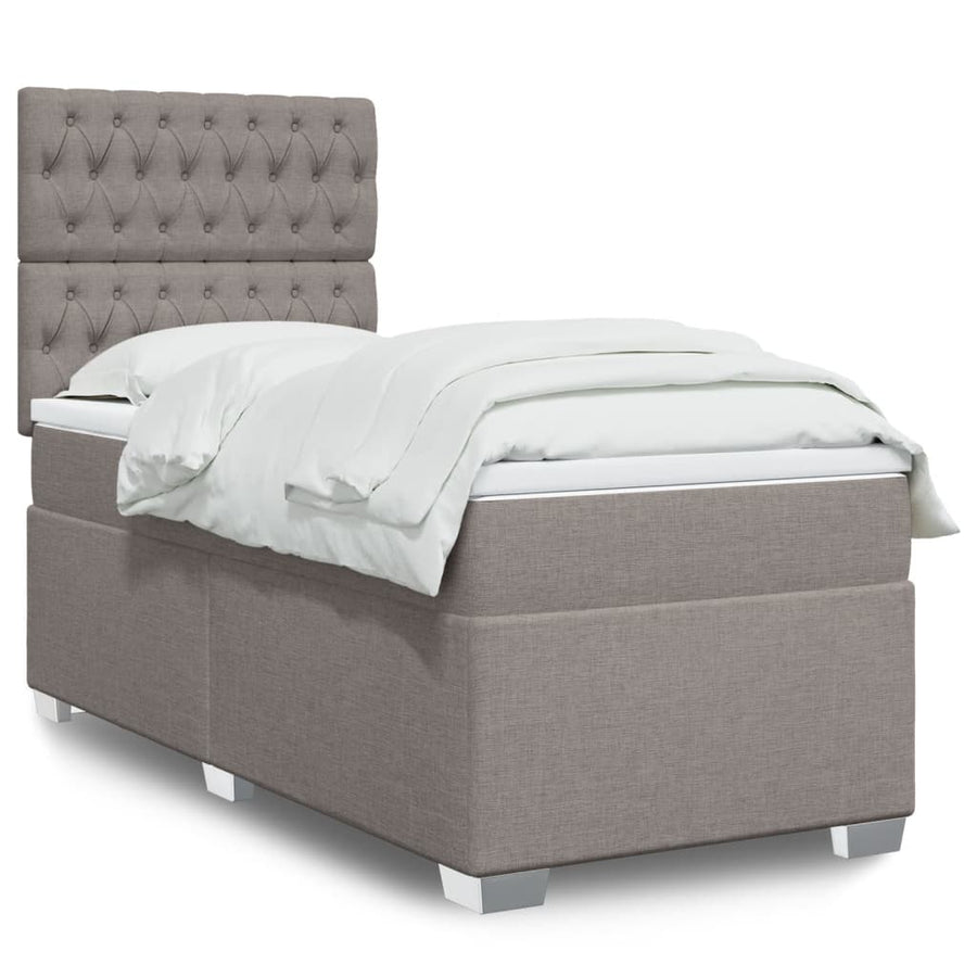 Boxspring met matras stof taupe 80x200 cm