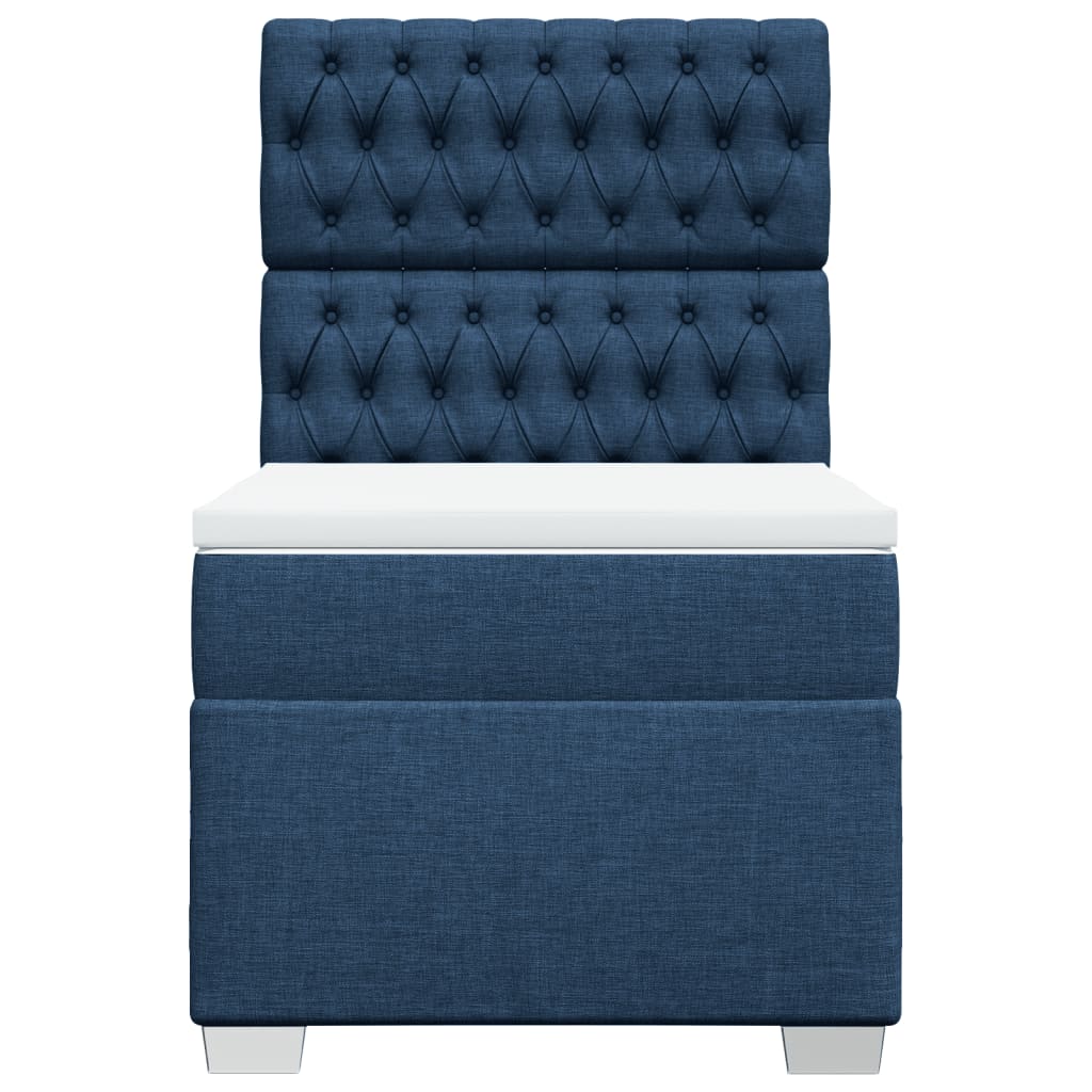 Boxspring met matras stof blauw 80x200 cm
