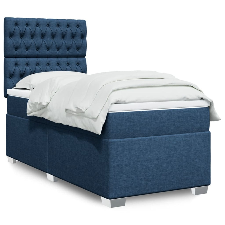 Boxspring met matras stof blauw 80x200 cm