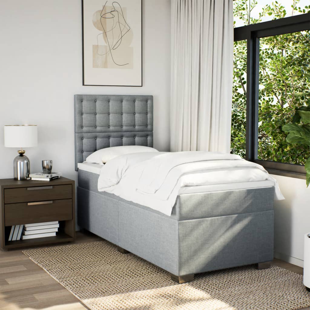 Boxspring met matras stof lichtgrijs 80x200 cm