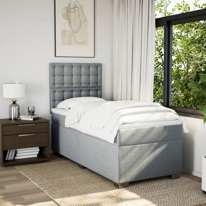 Boxspring met matras stof lichtgrijs 80x200 cm