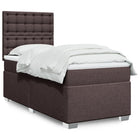 Box spring with dark brown fabric mattress 80x200 cm